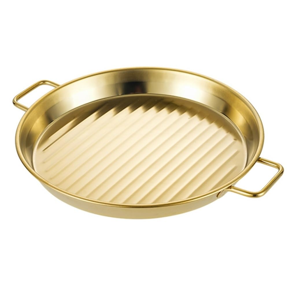 Plato de comedor de metal, doble oreja de acero inoxidable para mariscos y filetes, ideal para fiestas y reuniones