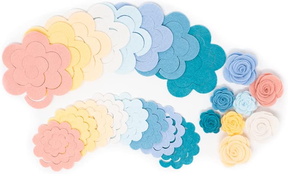 32 Wool Blend Felt 3D Roses Die Cut Applique Flowers - Spring Vacation OTR Felt Made in USA