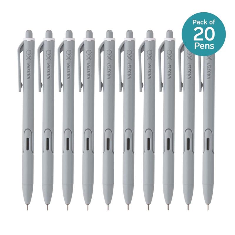 Image of Hauser XO RT Retractable Ball Pen | Sleek Body & Minimalistic Design | Matt Finish & Solid Body Type | Low Viscosity Ink With Ultra Durable Tip | Black Ink, Set Of 10