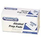 PhysiciansCare 51019 Alcohol Prep Pads, Single Use Packets, 50 Packets/BX