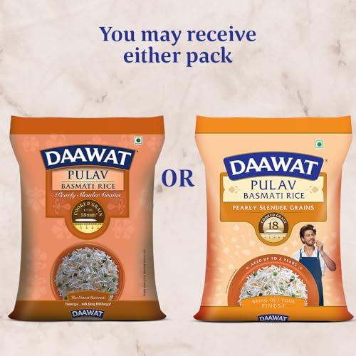 Image of Daawat Pulav Basmati Rice 5Kg| Pearly slender Grains| Cooked Grain Upto 18mm*| Long & Fluffy Pulav Rice