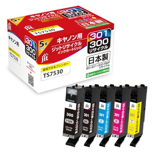 キヤノン canon BCI-301(BK/C/M/Y)+BCI-300PGBK 5色マルチパック 対応 ジット リサイクルインクカートリッジ JIT-C3003015P