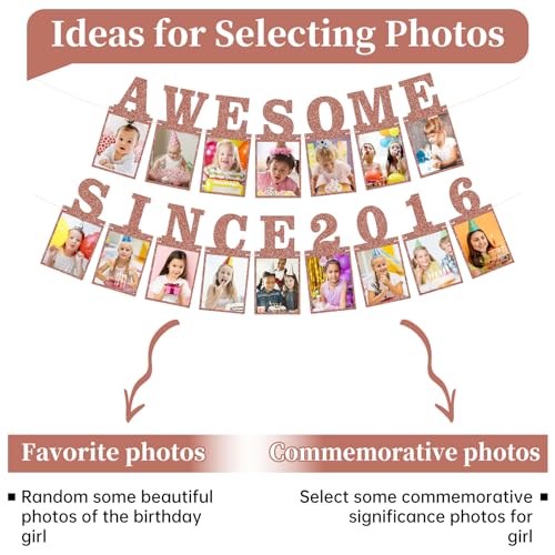 Pre-strung Awesome Since 2016 Photo Banner Birthday Decorations by Eiurteao - Used condition - Image 4
