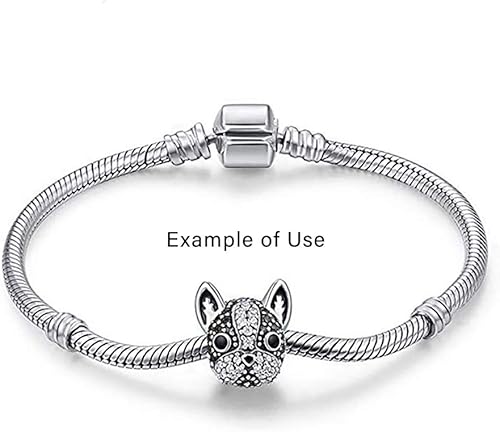 Miniatura 4 de Ginger Lyne Collection Abalorio de perro francés con diseño de bulldog francés francés y Boston Terrier marrón o negro para pulsera o collar,