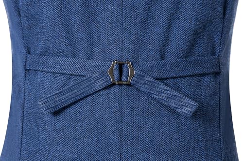 Image of SOLOVEDRESS Mens Vintage Tweed Suit Vest V Neck Casual Wool Waistcoat for Wedding Groomsmen