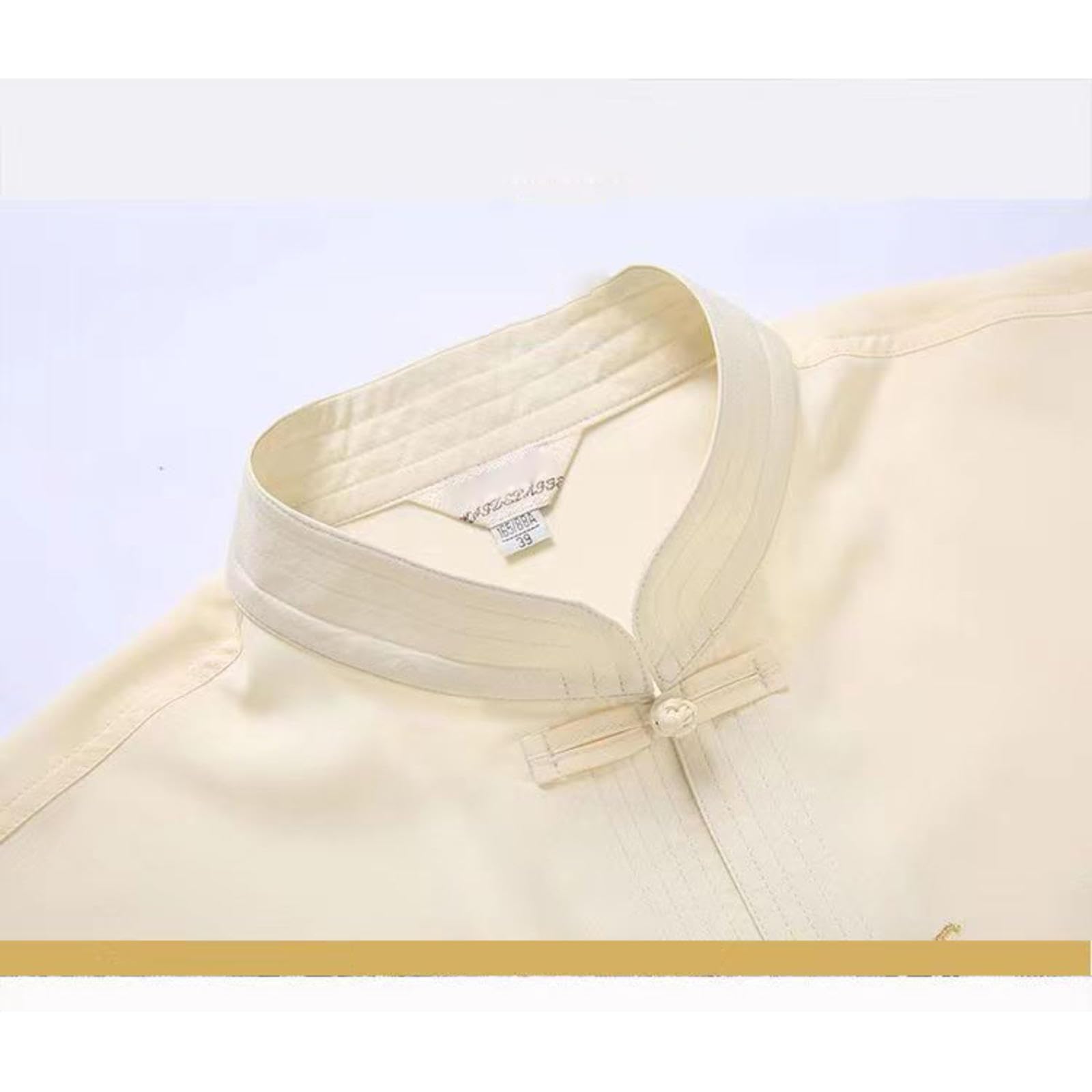 YUANZHOU Traje Chino Tai Chi Traje Tang Hombres Ropa Tradicional Hanfu Bordado Manga Superior Tops Y Pantalones Hebilla Cuello Alto Bordado,Black-43