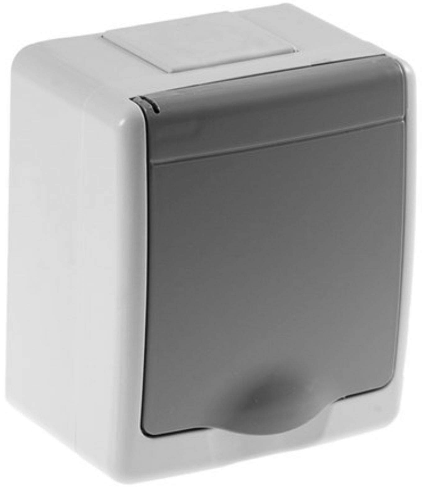 Presa da parete, 1 presa, con coperchio ribaltabile, IP44, grigio, autosigillante