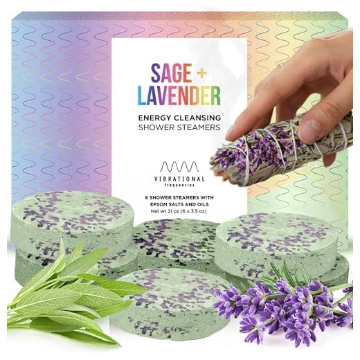 Sage Smudge Shower Steamers, Spiritual Shower Bombs, White Sage Lavender Energy Cleansing Aromatherapy Shower Fizzies with Epsom Salts, Smudging Shower Tablets, Spiritual Bath (6-Pack, Sage Lavender)