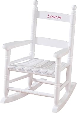 Miles Kimball Custom Childs White Rocker - Pink Font