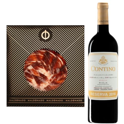 Pack Vino Rioja - Jamón de Bellota 100% Ibérico Maldonado Cortado a Mano 100g + Vino Tinto Contino Reserva 75cl