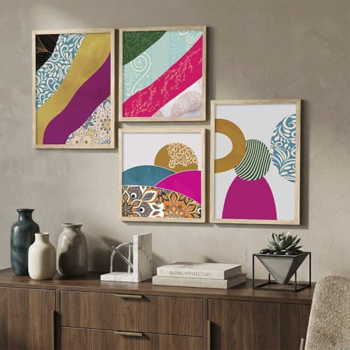 Image of Kotart Paintings Set of 4 Framed Paintings for Wall Decoration - Framed Wall Posters /Paintings for Living Room Bedroom with Frame - Big Size Wall Paintings /Hangings Set of 4 (Art 10, Big (13x17 or 13x13 inch))