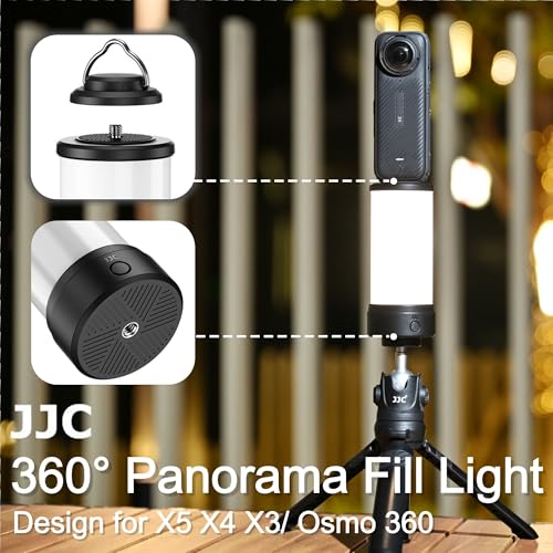 Image of JJC 360 Light Attachment for Insta360 X5 X4 X3 DJI Osmo 360 Gopro Max Xtra 360 Accessories, Rechargeable Personal LED Video Light w. 1 /4 inch-20 Thread, 3 Color Mode / 5 Brightness Level for Selfie Vlog