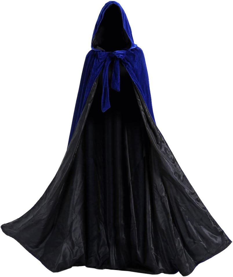 BuyBro Halloween Velvet Cloak Cape with Hood Medieval Costumes Hooded Cloaks