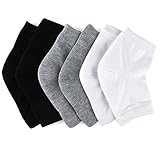 Coopay 3 Pairs Vented Moisturizing Gel Heel Socks Day Night Open Toe Care Socks for Dry Hard Cracked Skin (Black White Gray)