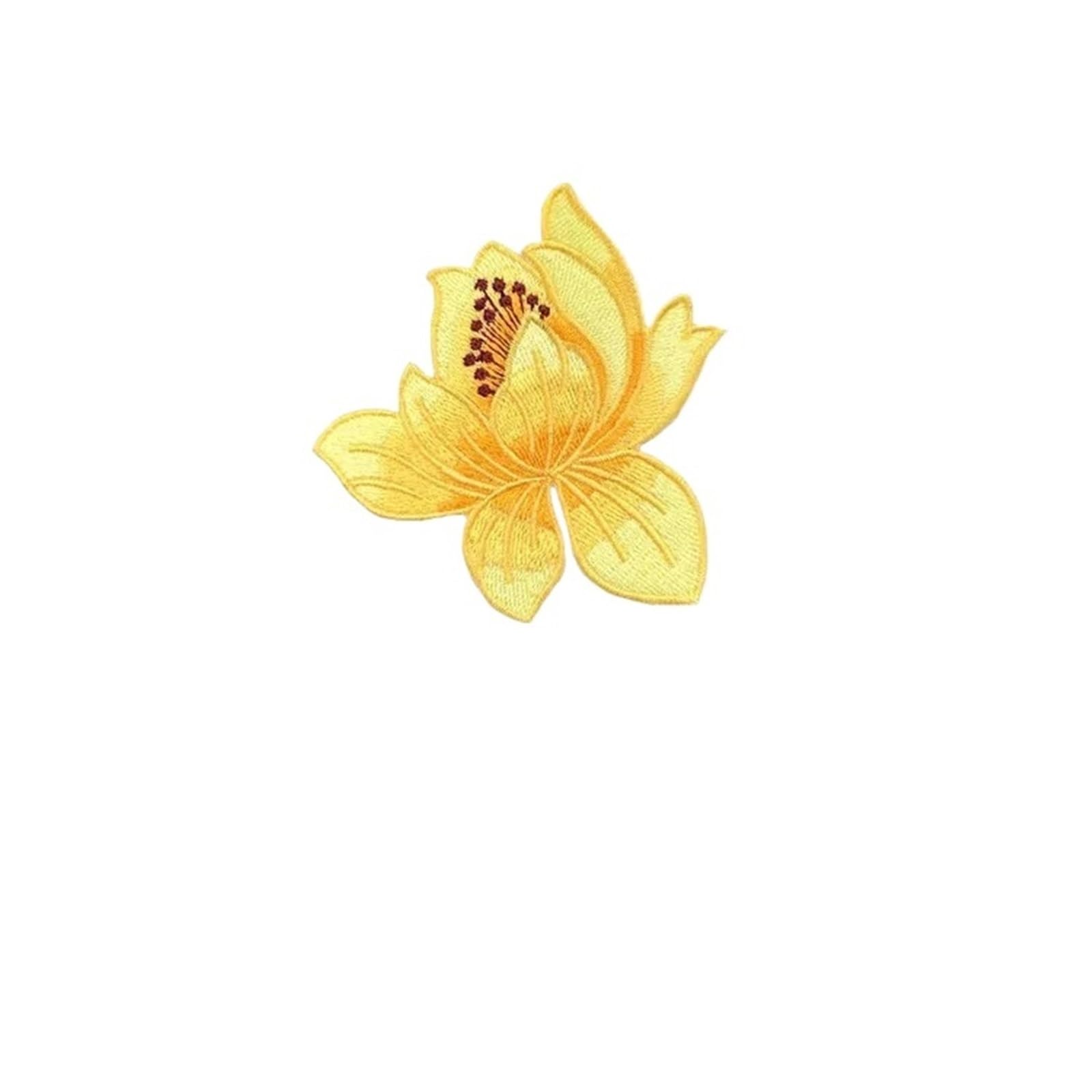 Wtaxbh Orange Iron On Patches 6Pc 8.5Cm/Lotus Flower Applique Patches Thermocollant,Fabric Flowers Embroidery Iron On Stickers For Clothing,Dress,Cheongsam(Orange)