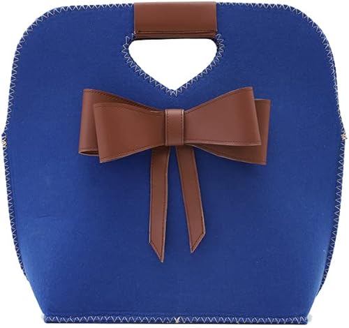 Beach Bag bow Handbags for Women Shoulder Blue Leather Tote Bag Top Handle Handbag Wand Women’s Handmade Weaving with Bamboo-Look Handle