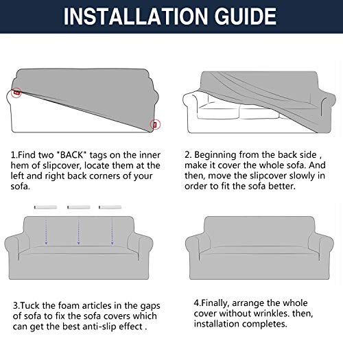 Pepibear 1 Piece Stylish Spandex Sofa Cover For 3 Cushion Couch High Elastic Thickened Sofa Slipcover Durable Fabric Couch Cover For Living Room With Elastic Band (Large, Black) #TOP6