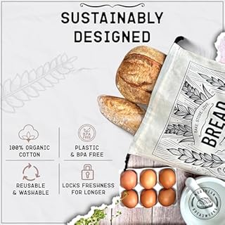 Northern Breadworks Large Organic 100% Cotton Bread Bag | No Plastic | Reusable Washable | 41x33 cm | Eco Bread Bags for Homemade Bread (One Bread Bag)