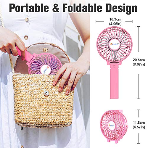 Versiontech. Mini Handheld Fan, Usb Desk Fan, Small Personal Portable Table Fan With Usb Rechargeable Battery Operated Cooling Folding Electric Fan For Travel Office Room Household Pink #TOP5