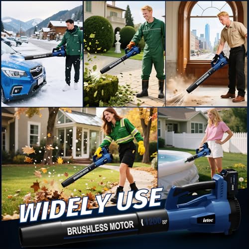 Image of Leaf Blower Cordless - Brushless Motor Electric Blower with 2 Batteries
