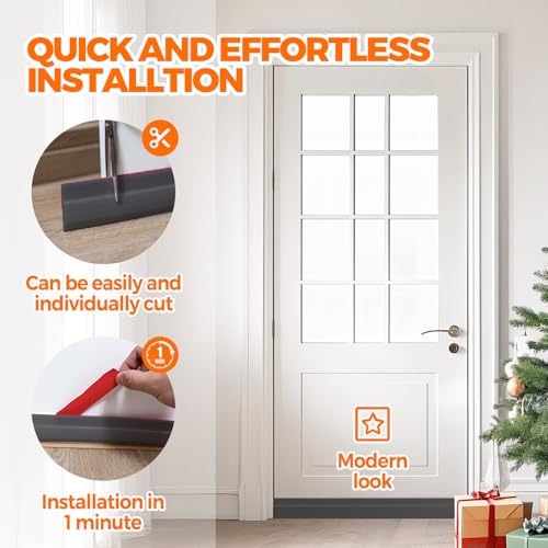 Image of Holikme Weather Stripping 41 inch Door Draft Stopper Under Door Draft Blocker Doors Sweep Noise Stopper Noise Stopper Strong Adhesive Grey