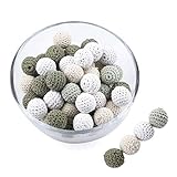 Promise Babe 16mm 40pc Bunt Gehäkelt Holzperlen mit Loch, Mehrfarbig Holzkugeln zum Auffädeln Natur DIY Schmuck Halskette Armband Schnullerkette Kinderwagenkette Spielzeug Naturholz Bastelnperlen