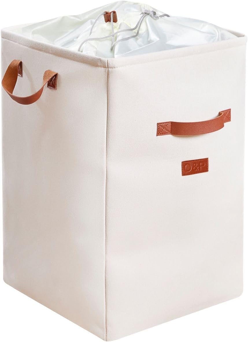 Laundry Basket Clothes Hamper - 70L Large Laundry Hamper, Cotton Collapsible Laundry Bag Baskets, Hamper with Lid, Cotton Rope Laundry Hamper, Decorative Storage Basket for Blankets (White)