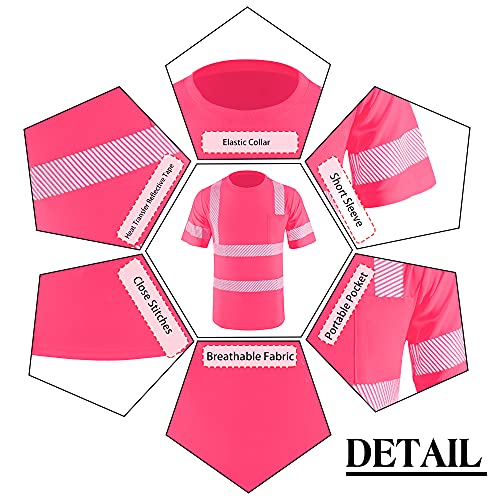 LOVPOSNTY Camiseta Hi Vis Classe 2 reflexiva de alta visibilidade, manga curta, manga comprida, cami