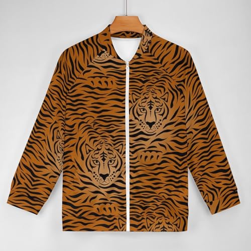 Tiger Animal Print Men's Bomber Jacket Lightweight Windbreaker Casual Coat Pocket Spring Fall3