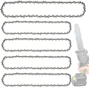WIRSHO 5 Stück 8 Zoll Sägeketten mit 45 Antriebsglieder, 1,1mm (0.043") Gauge,1/4" LP Pitch, Kettensägenkette für 8 Zoll Kettenführungen, 8“ Mini Ersatzkette für Mini Handheld Kettensäge