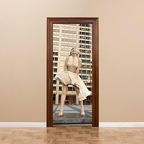 Vanyear 3D Door Wallpaper Home Decoration Self-Adhesive Vinyl Removable Door Wall Mural Stickers 30.3x78.7" Marilyn Monroe Statue