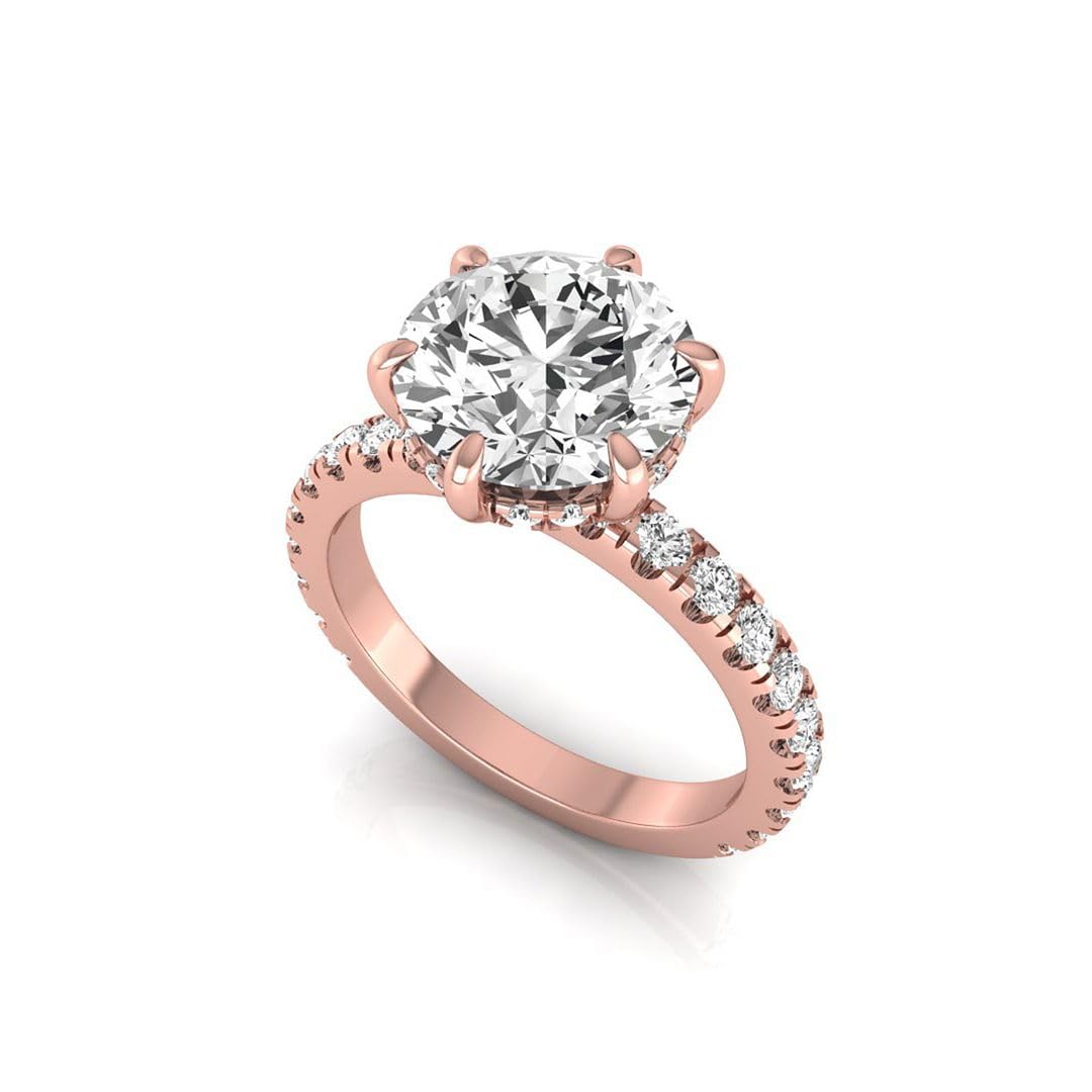 Shanti Jewel IGI Certified 3.75 Carat Round Lab Grown Diamond (3 Ct, F, VVS2) Hidden Halo 14K Gold Wedding Engagement Ring For Womens