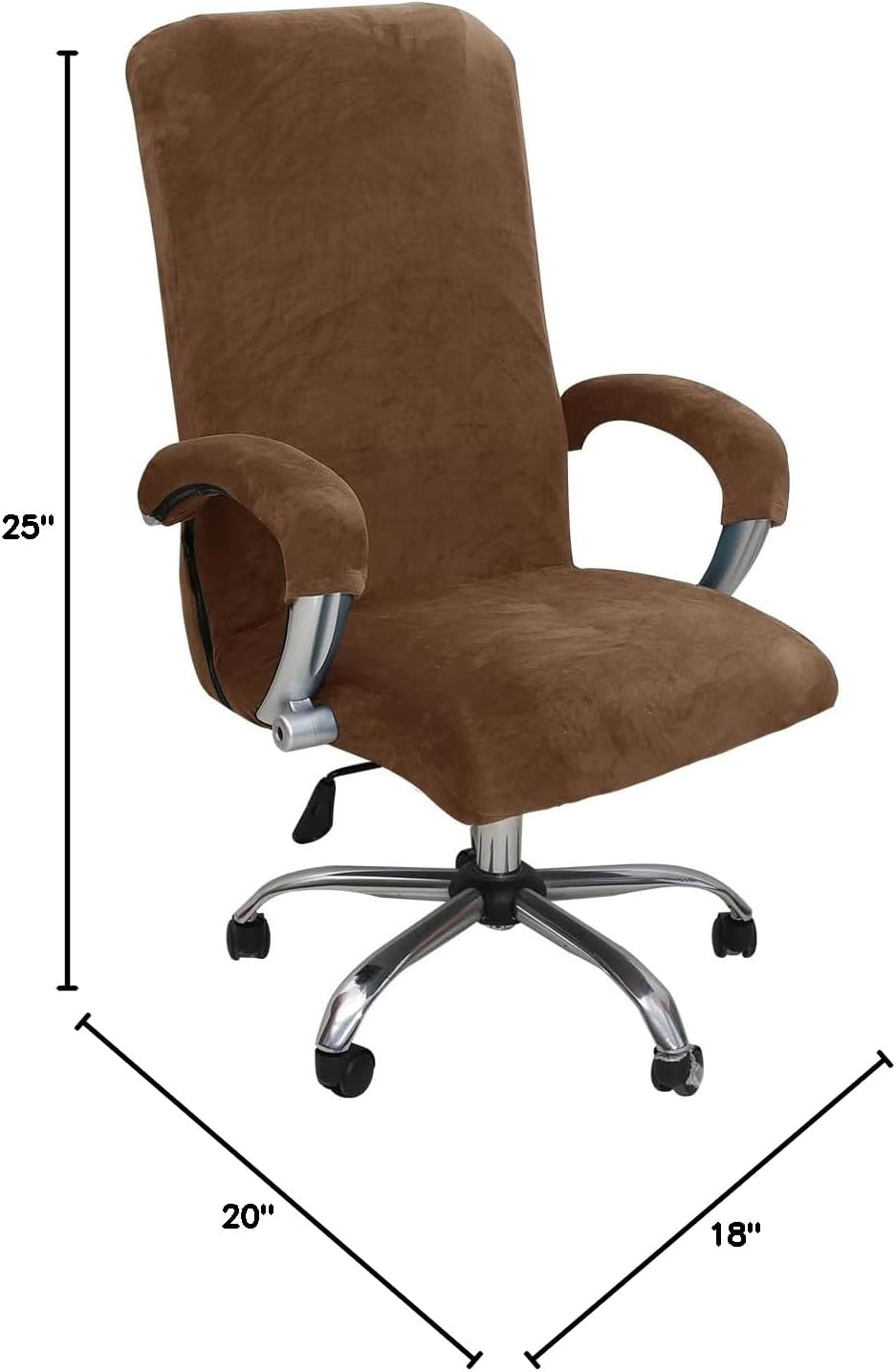 Velvet Office Chair Cover with Arm Covers - Stretch Computer Desk Universal Boss Swivel Gaming Chair Covers (Large, Leather Color)