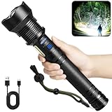 Cinlinso Rechargeable LED Flashlights High Lumens, 99,000 Lumens Super Bright Flash Light with 7 Modes, Powerful Handheld Waterproof Flashlights for Home Emergencies, IPX6 Waterproof