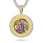 0981 Gold circle pendant with tennis chain