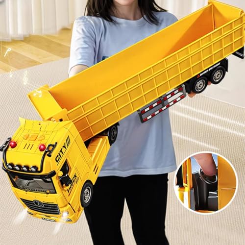 Image of Big Size Long Dumper Toy - Friction Powered Construction Vehicle with Light & Sound for Children, Heavy Duty Truck Toy (Dump Truck)