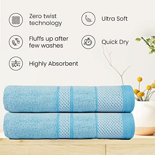 Image of Zero Twist Bamboo Towels for Bath Large Size | Ultra Soft, Highly Absorbent, Quick Dry, Anti Bacterial Bamboo Bath Towel for Men & Women || 450 GSM, 29 x 59 Inches (1, Sky Blue)