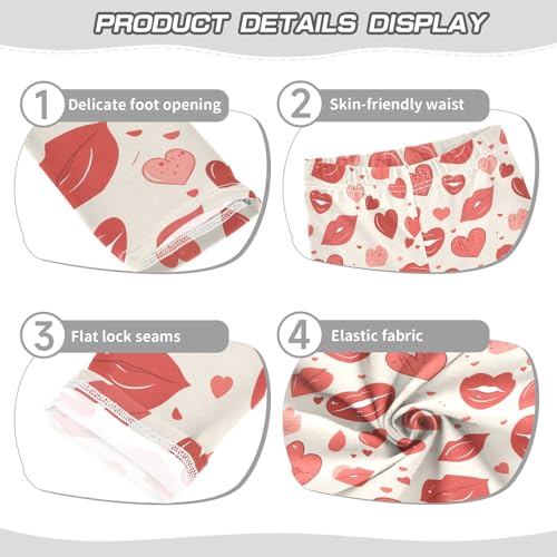 Lips Kiss Heart Pattern Love Kids Baby Girls Leggings Stretch High Waisted Dance Pants Running3