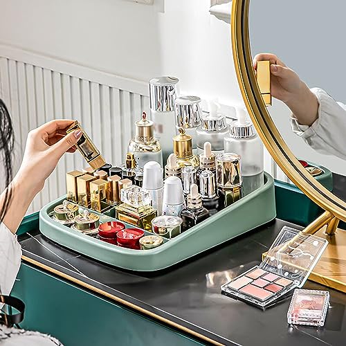 Armadietto per cosmetici trasparente multistrato con rotelle, alto autoportante, per bagno, soggiorno e camera da letto, eleganti ripiani per trucco e accessori