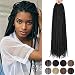 Alileader 6Packs 20Inch Box Braids Crochet Braids Mambo Twist Braiding Hair 22roots Synthetic Kanekalon Jumpo Box Braids Brading Hair Extensions (#1B)