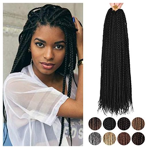 20 Inch Box Braid Crochet Hair Crochet Box Braids Pre Looped Crochet Braids for Black Women 100% Kanekalon Crochet Braid 1cm In Diameter 3X Hair Extensions (6 Packs,132 Strands,1B)