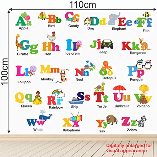 StickMe-Alphabets-Baby-Kids-Learning-Education-Nursery-Pre-School-Kindergarten-Wall-Sticker-SM803-Multi-Colour-Vinyl-110cm-X-100-cm
