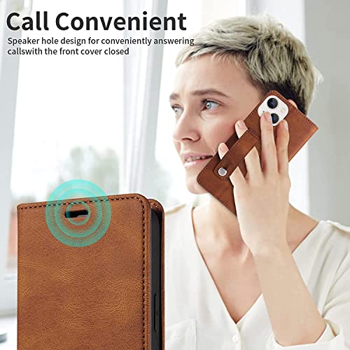 Protection iPhone 13 Mini antichoc marron en simili cuir durable - 5