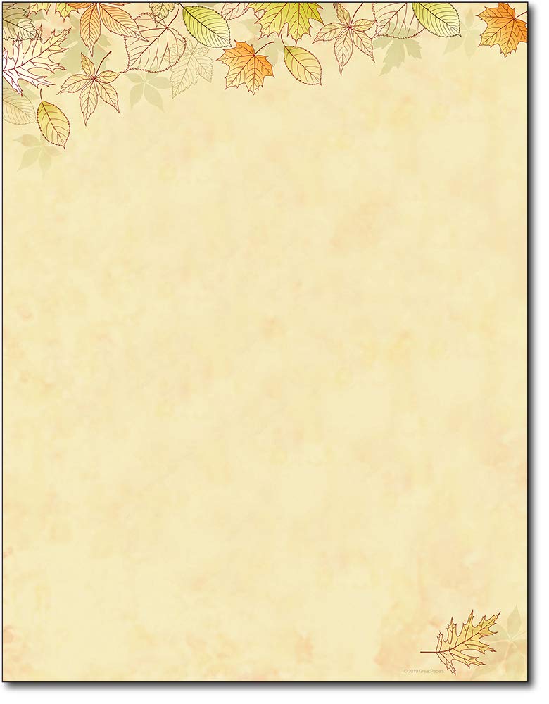 Amazon.com: Crisp Fall Leaves Autumn Letterhead Flyer Paper - 80 Sheets ...