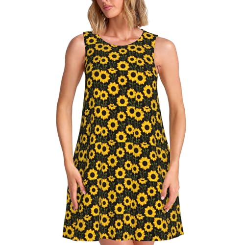 Robe d'été sans manches tournesol parfaite pour la plage et les vacances