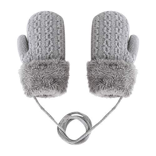 Bébé Bambin Gants Tricoté Hiver Moufles Magique Epais Chaud Doublure Polaire Thermique Mitaines Moelleuses Isolées Neige Temps Froid avec Ficelle Anti-perdue pour Garçons Filles 1-4Ans Cadeau de Noël Cover