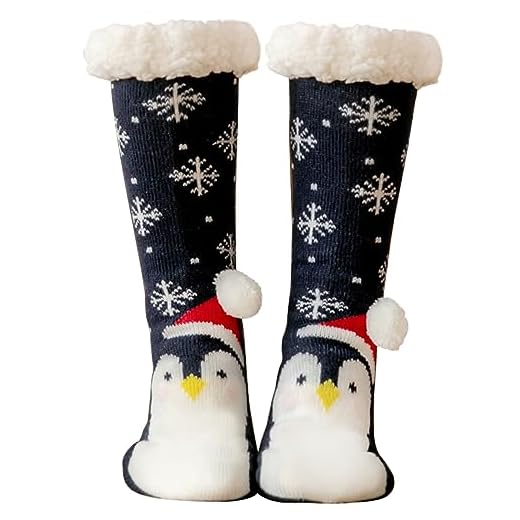 Oneshlee Chausson Chaussette De Noel Femme Homme, Chaussette Chaude Cadeau Adulte, Thermique Antiderapante Personnalisé, Decoration A Suspendre (Manchot)