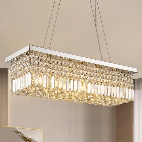 Lustre Retangular De Cristal Para Sala De Jantar, Lustre Moderno ...