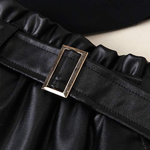 Lxxiashi GLDMTJ008-XSTEQC7-3BTA4 Toddler Baby Girl Mesh Sheer Long Sleeves Blouse Top + A-Line Leather Pleated Skirt Mini Dress Outfits thumb #4