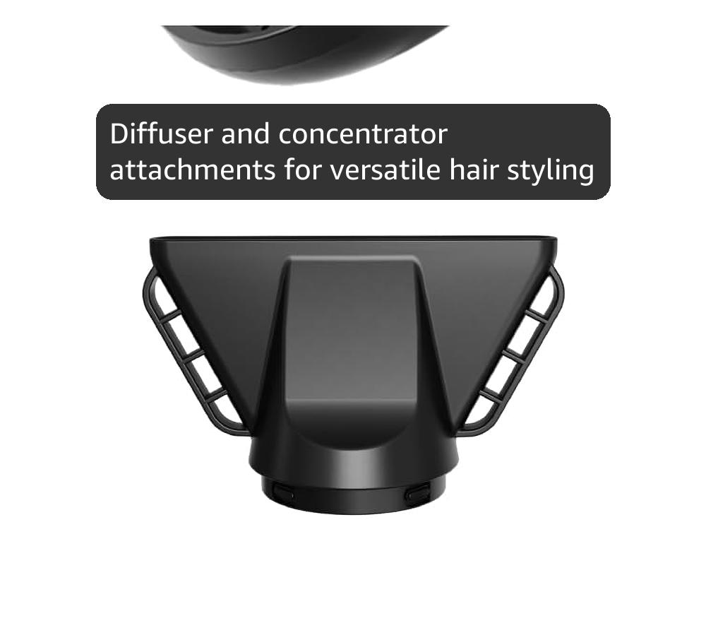 Hair Dryer, High-Speed Ionic Low Noise Blow Dryer, Powerful 1600 Watt Motor for Fast Drying and Straight & Wavy Hair, Lightweight, Professional Hairdryer with Diffuser & Nozzle for Home Salon Travel